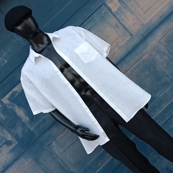 Lucky Brand Men's Pure Linen Short Sleeve Luxury Shirt - Picture 12 of 17